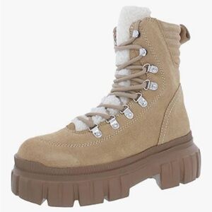 DKNY Tan Winter Lace-Up Boots